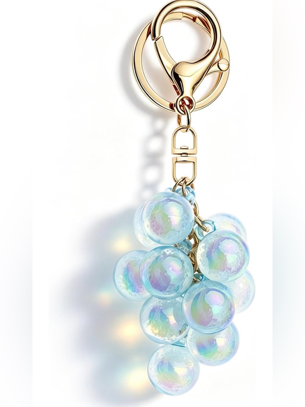 Iridescent Blue Grape Keychain with Gold Hardware NWT